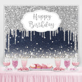 Haze bleu et argent Bokeh joyeux anniversaire toile de fond